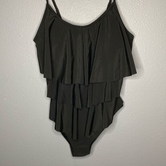 Black Tiered One Piece Black Swimsuit Size 2XL - Picture 1 of 7
